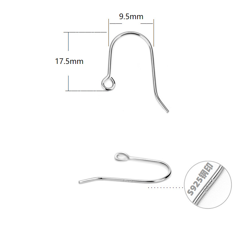 S925 Pure Silver Ear Hook Accessories Earrings Ear Rings Gold Plated Handmade DIY Sterling Silver Accessories  Wholesale