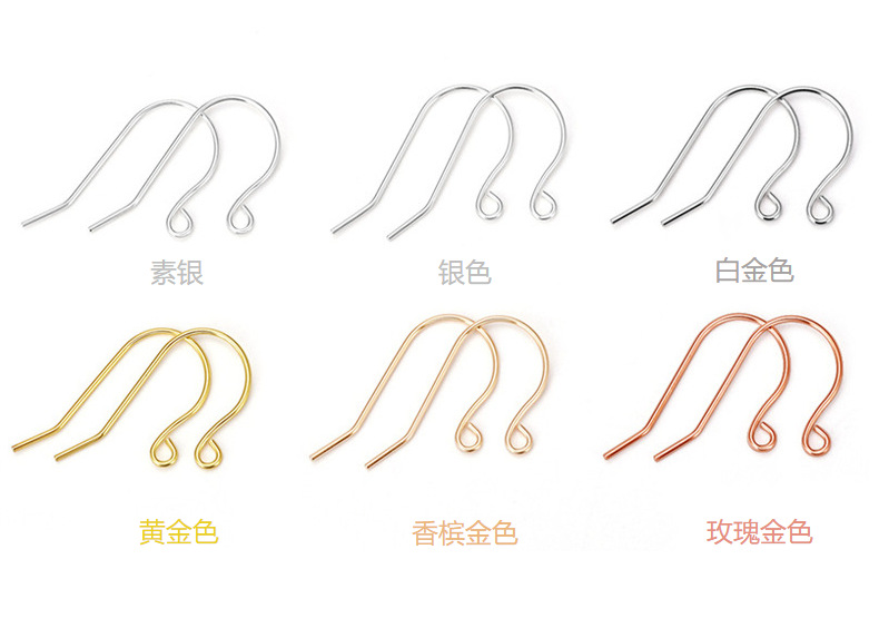 S925 Pure Silver Ear Hook Accessories Earrings Ear Rings Gold Plated Handmade DIY Sterling Silver Accessories  Wholesale