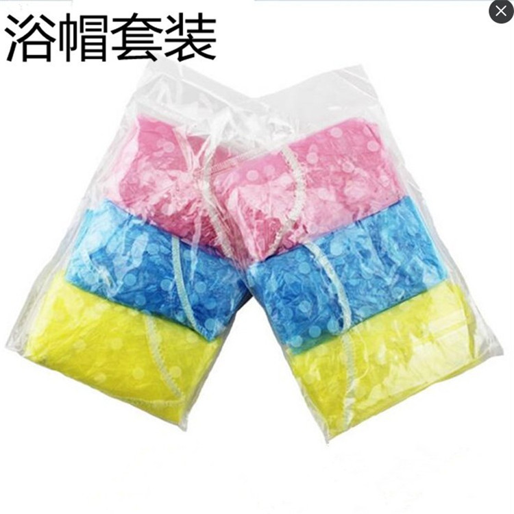 Supply 3 sets of disposable bath caps for portable personal toiletry cleaning products