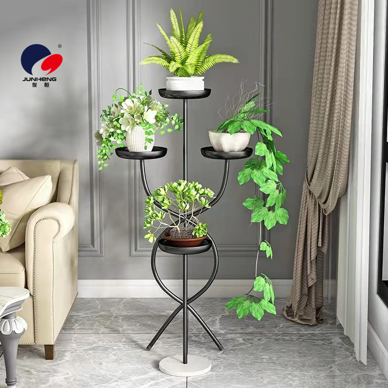 Nordic Light Luxury Iron Indoor Living Room Decoration Flower Stand Floor-Standing Balcony Multilayer Simplicity Flower Pot Green Radish Storage Rack