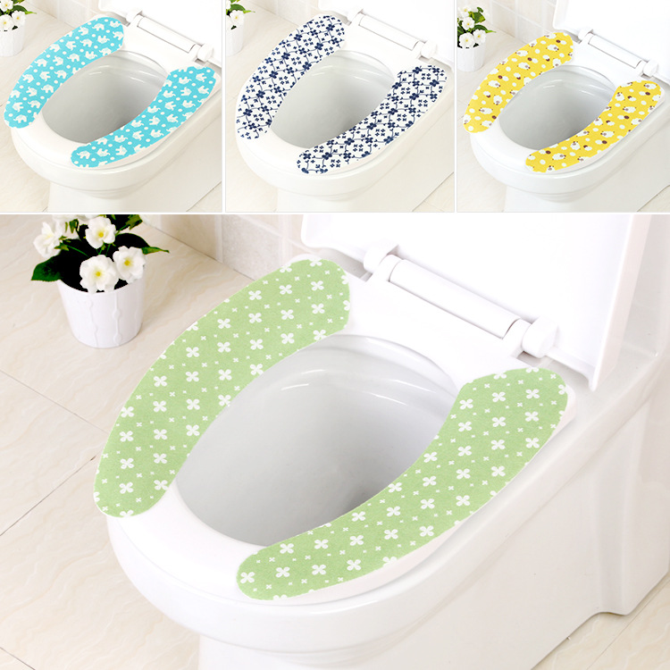 Stick Toilet Cushion Sticker Electrostatic Adsorption Seamless Household Happy Day Toilet Seat Cover Thin Toilet Seat Toilet Mat