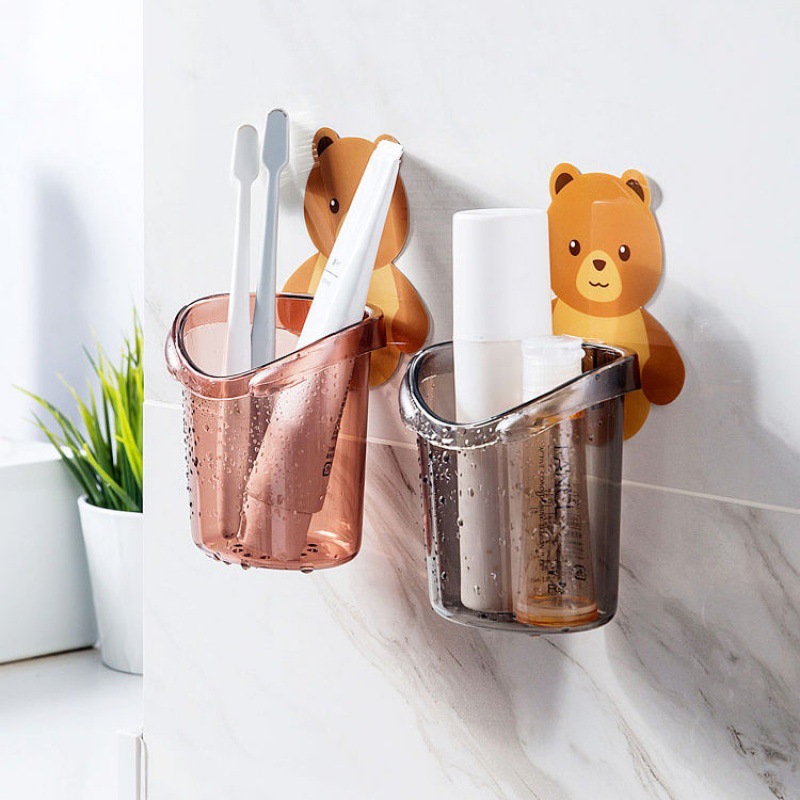 Tooth Glass Cup Toothpaste Storage Box Bathroom Toothbrush Holder in Bathroom Tooth-Cleaners Storage Rack
