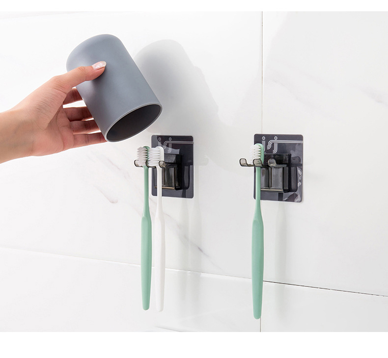 Toothbrush Holder No Trace Stickers Washing Set Simple Toothbrush Holder Bathroom Storage Tooth Glass Suit Toothbrush Storage Rack