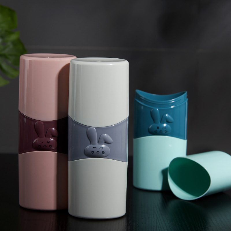 0450 Simple Travel Washing Cup Portable Toothbrush Storage Box Teeth Brushing Cup Tooth Set Box Tooth Glass Suit