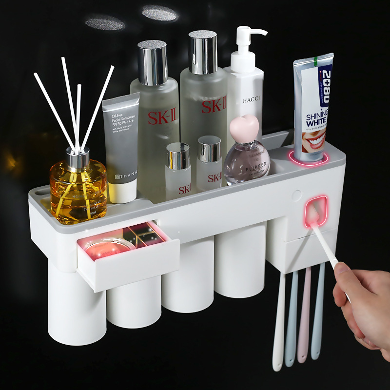 Factory Wholesale Toothbrush Rack Tooth Cup Gargle Cup Multifunctional Toilet No Punching Tooth Glass