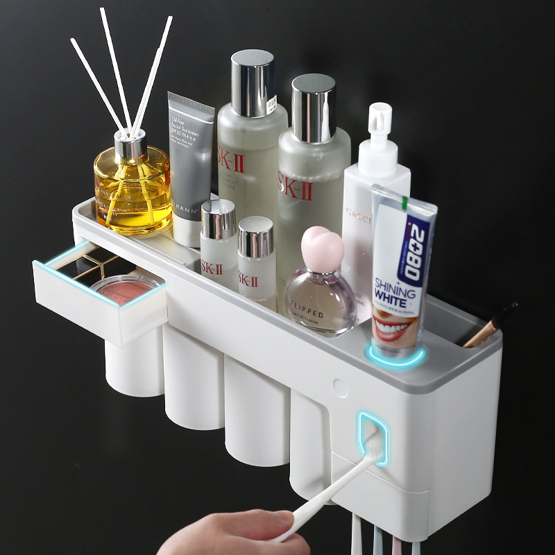 Factory Wholesale Toothbrush Rack Tooth Cup Gargle Cup Multifunctional Toilet No Punching Tooth Glass