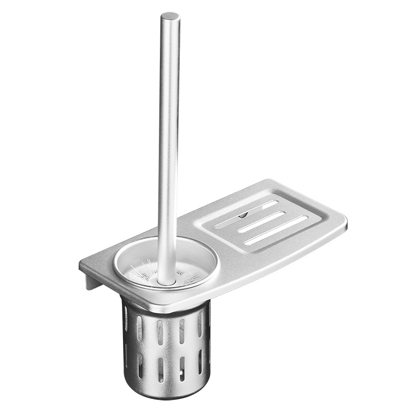 Factory Wholesale Alumimum Toilet Brush Holder Hole-Free Toilet Toilet Cup Toilet Brush Tray Storage Rack