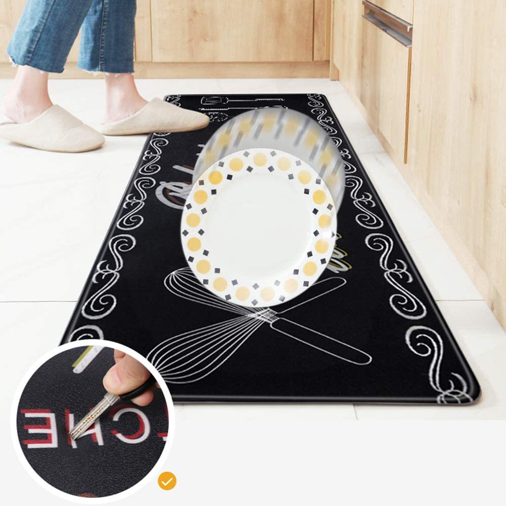 Cross-Border Kitchen Floor Mat Thickened PVC Leather Carpet Non-Slip Mat Scratch-Resistant Scrub-Resistant Thickened Anti-Fatigue Foot Mat