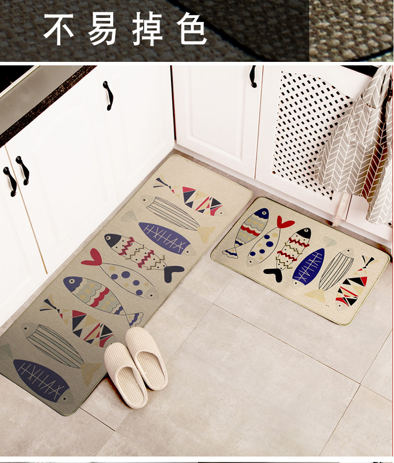 Cross-border manufacturers wholesale natural rubber linen floor mat carpet non-slip mat bathroom door mat kitchen customized Cross-border manufacturers wholesale natural rubber linen floor mat carpet non-slip mat bathroom door mat kitchen customized