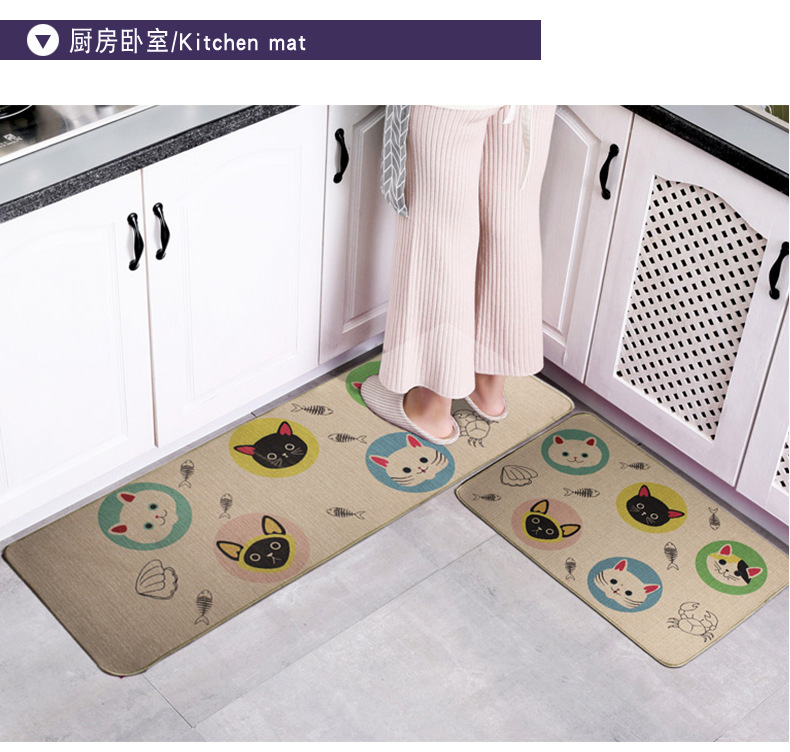 Cross-border manufacturers wholesale natural rubber linen floor mat carpet non-slip mat bathroom door mat kitchen customized Cross-border manufacturers wholesale natural rubber linen floor mat carpet non-slip mat bathroom door mat kitchen customized