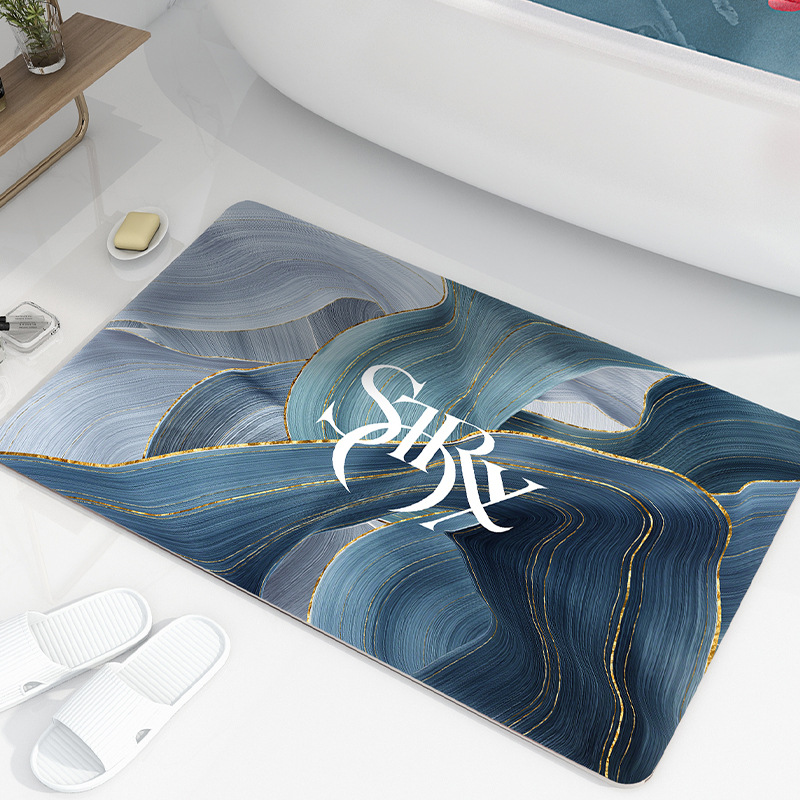 Soft Diatom Mud Absorbent Pad Mat Toilet Bathroom Entrance Non-Slip Mat Light Luxury Household Quick-Drying Bathroom Mats