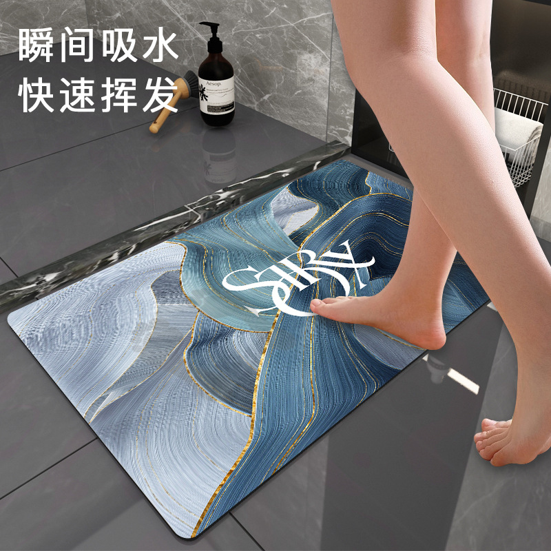 Soft Diatom Mud Absorbent Pad Mat Toilet Bathroom Entrance Non-Slip Mat Light Luxury Household Quick-Drying Bathroom Mats
