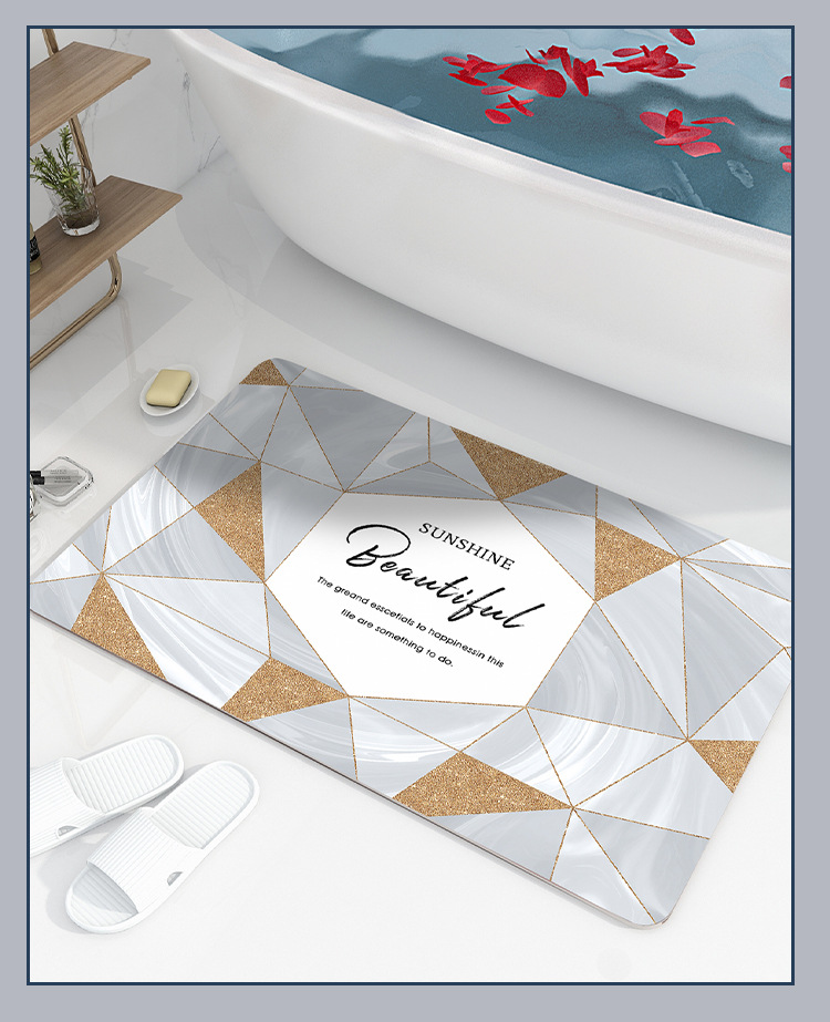 Soft Diatom Mud Absorbent Pad Mat Toilet Bathroom Entrance Non-Slip Mat Light Luxury Household Quick-Drying Bathroom Mats