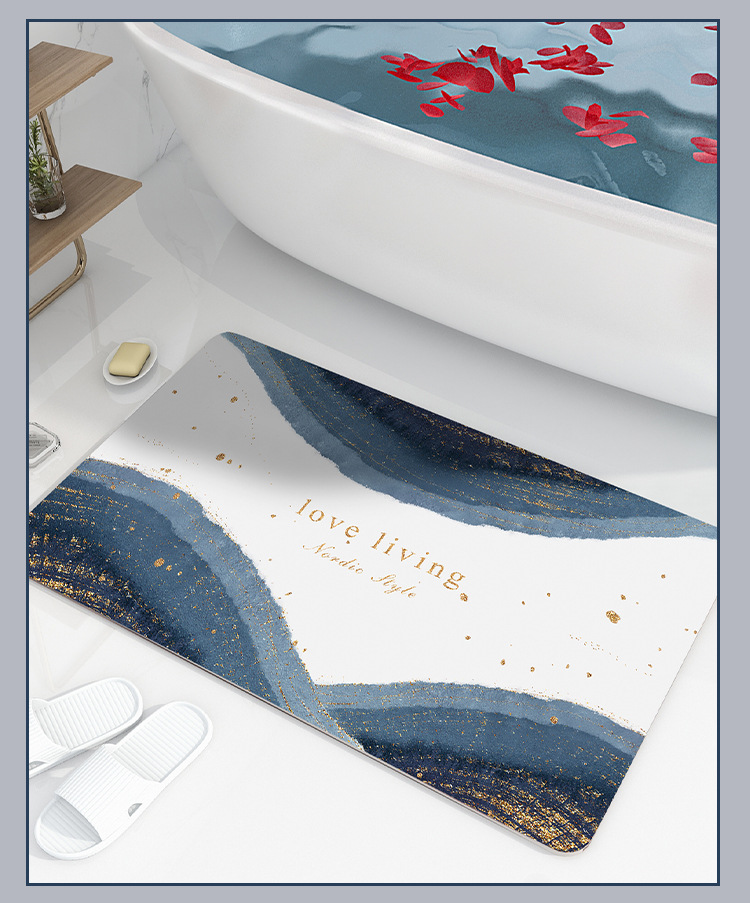 Soft Diatom Mud Absorbent Pad Mat Toilet Bathroom Entrance Non-Slip Mat Light Luxury Household Quick-Drying Bathroom Mats