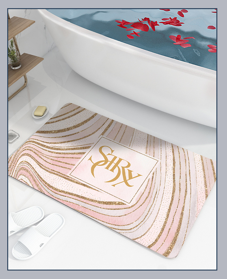 Soft Diatom Mud Absorbent Pad Mat Toilet Bathroom Entrance Non-Slip Mat Light Luxury Household Quick-Drying Bathroom Mats