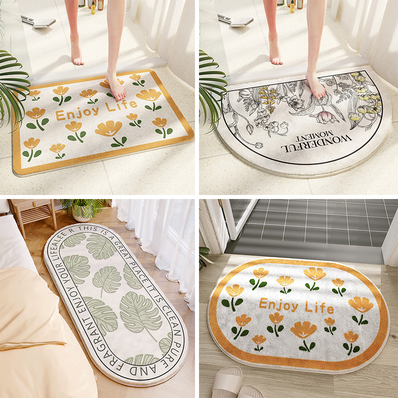 Bathroom Absorbent Floor Mat Carpet Bath Mat Toilet Entrance Floor Mat Toilet Non-Slip Mat Stain-Resistant Carpet Easy to Clean