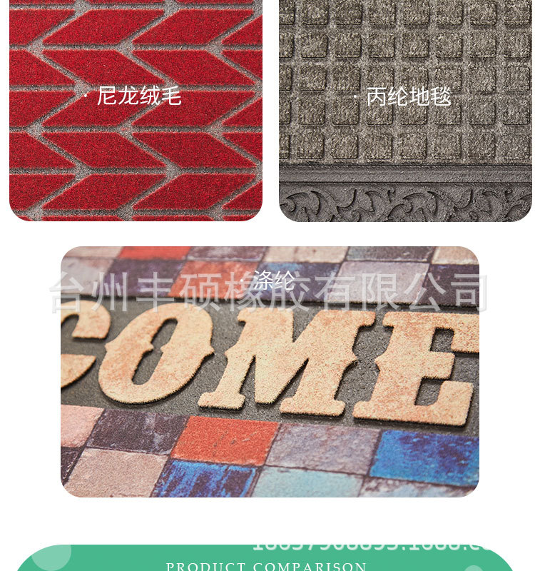 European-Style Rubber Flocking Door Mat Villa Floor Mat Hallway Door Mat Plastic Door Earth Removing Mat Household Non-Slip Mat