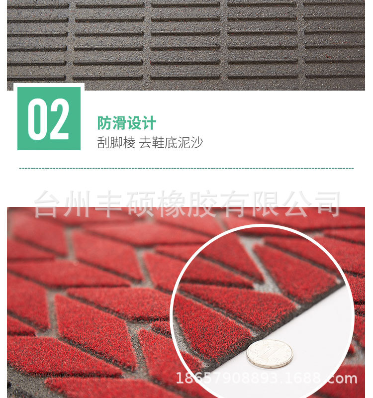 European-Style Rubber Flocking Door Mat Villa Floor Mat Hallway Door Mat Plastic Door Earth Removing Mat Household Non-Slip Mat