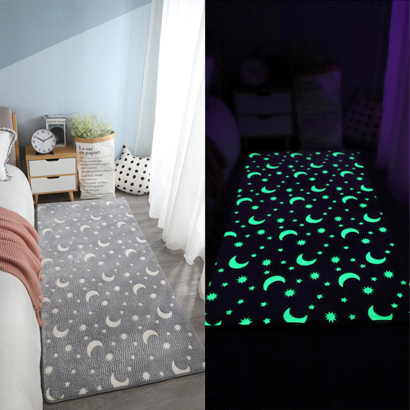 Flannel Luminous Thickening Carpet Bedroom Living Room Non-Slip Mat Full Floor Mat Bedside Fluorescent Floor Mat Luminous Mat