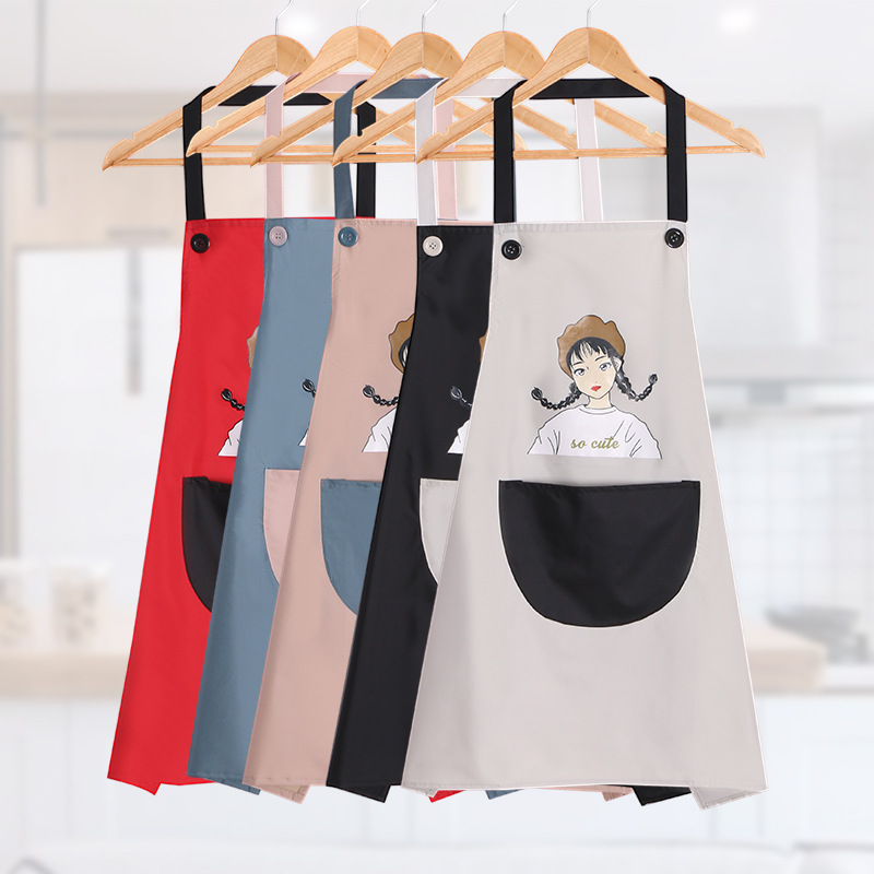Apron Household Kitchen Anti-Fouling and Oil-Proof Work Clothes Cute Japanese Style Korean Style Cooking Smock Adult and Female