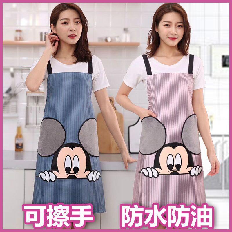 Erasable Hand Apron Female Cute Fashion Waterproof Work Clothes Apron Japanese Kitchen Restaurant Cooking Oil-Proof Male Overclothes