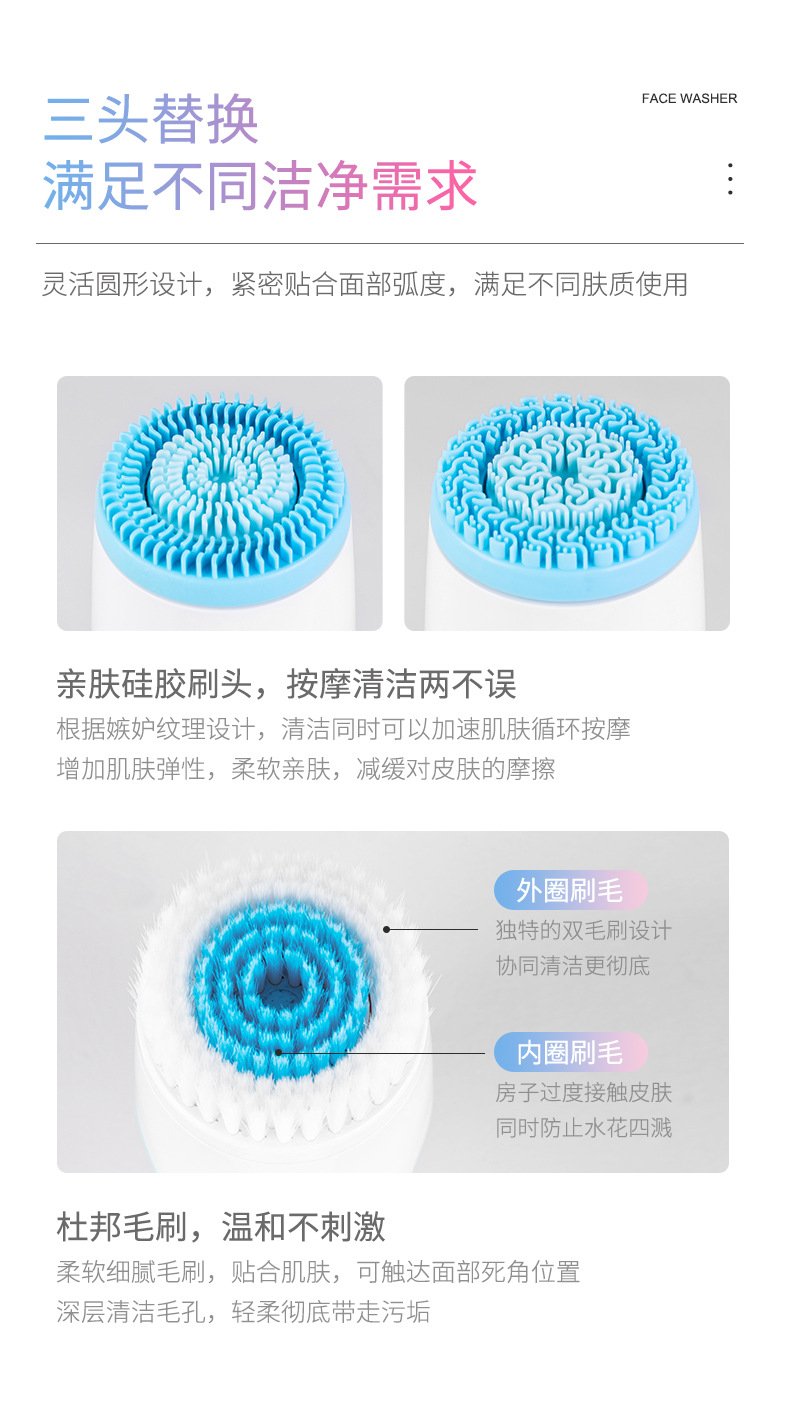 FS-Lycra Facial Cleansing Instrument Facial Cleaner Pore Cleaner Electric Clean Brush Blackhead USB Rechargeable Silicone FS-Lycra Facial Cleansing Instrument Facial Cleaner Pore Cleaner Electric Clean Brush Blackhead USB Rechargeable Silicone