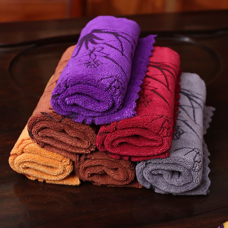 Tea Towel Microfiber Printing Stall Foreign Trade Square Towel Kitchen Clean Water Absorption Rag Extra Thick Tea Towel Tea Towel Customization