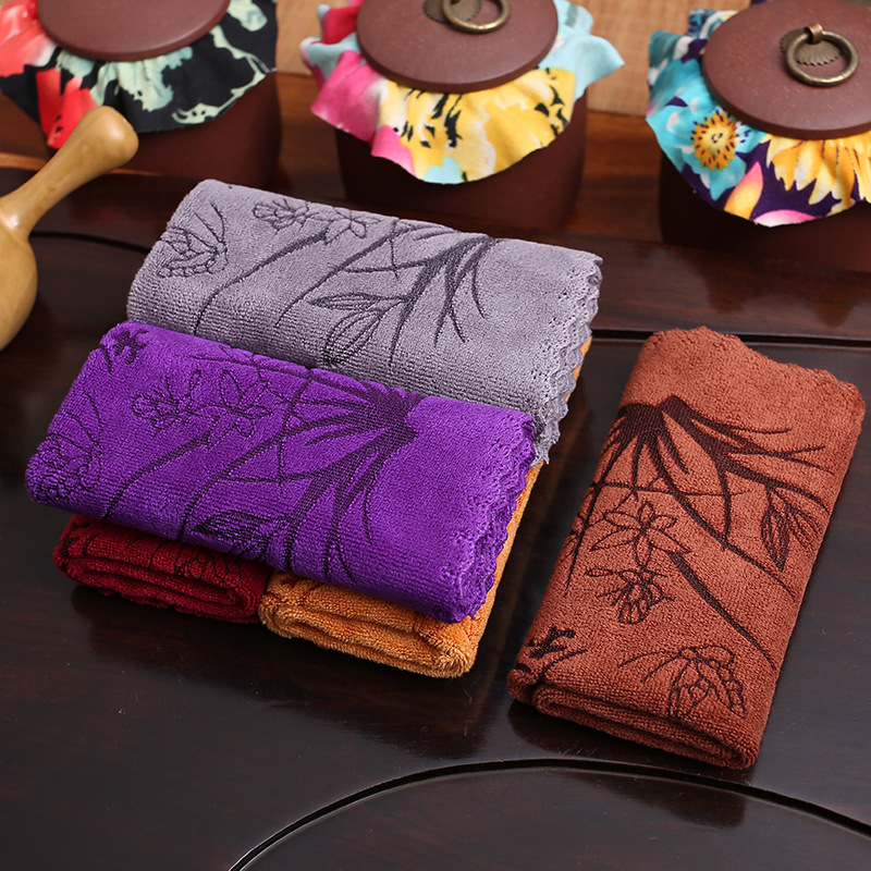 Tea Towel Microfiber Printing Stall Foreign Trade Square Towel Kitchen Clean Water Absorption Rag Extra Thick Tea Towel Tea Towel Customization