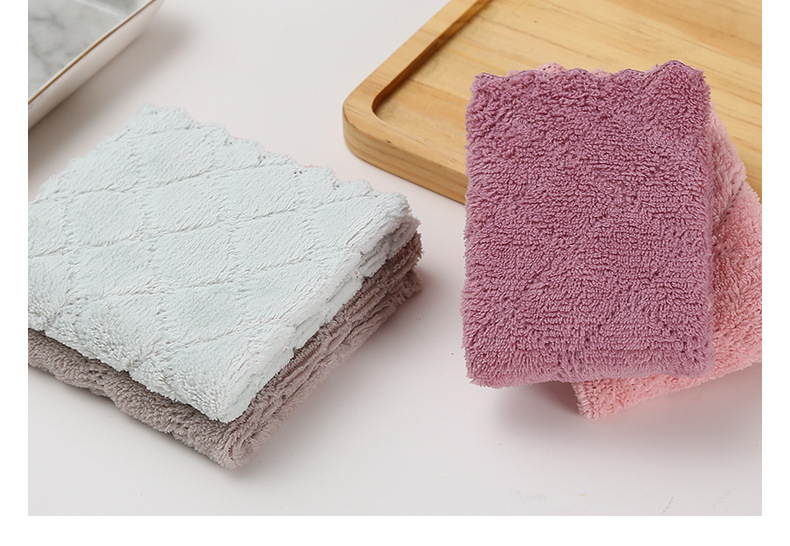 Scouring Pad Household Coral Fleece Absorbent Non-Stick Oil Lazy Rag Dishcloth Cleaning Kitchen Supplies Bowl Brush Towel