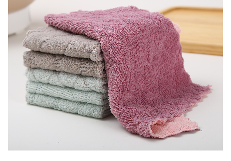 Scouring Pad Household Coral Fleece Absorbent Non-Stick Oil Lazy Rag Dishcloth Cleaning Kitchen Supplies Bowl Brush Towel