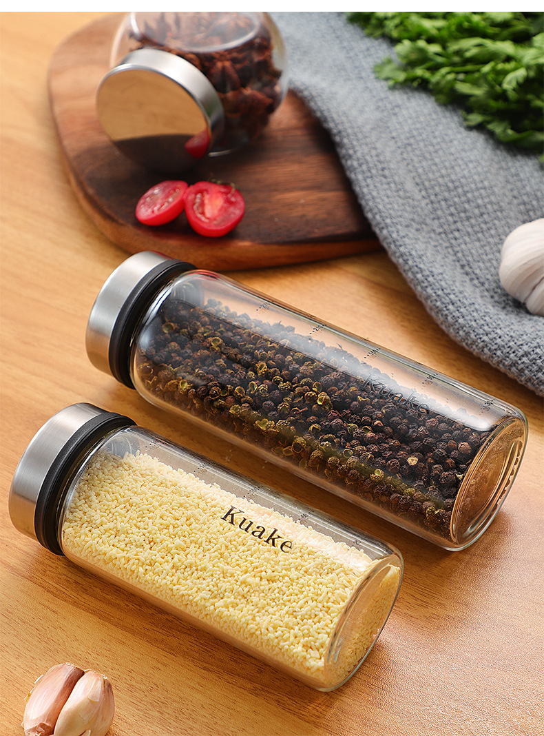 Moisture-Proof Salt Jar Kitchen Glass Sealed Seasoning Box Seasoning Bottle Seasoning Jar Household Oiler Jam Bottle Honey Bottle