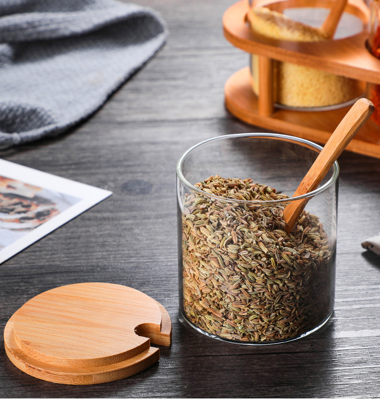 Glass Seasoning Bottle Seasoning Bottle Set with Bamboo Spoon Bamboo Cover Kitchen Supplies Condiment Dispenser Seasoning Jar Glass Seasoning Bottle Seasoning Bottle Set with Bamboo Spoon Bamboo Cover Kitchen Supplies Condiment Dispenser Seasoning Jar