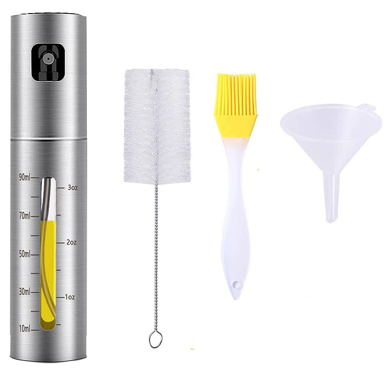 Stainless Steel Fuel Injection Bottle Barbecue Oiler and Cruet with Scale Seasoning Bottle Oil Pot Soy Sauce Bottle Atomization Bottle