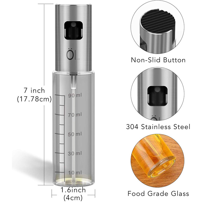 Stainless Steel Fuel Injection Bottle Barbecue Oiler and Cruet with Scale Seasoning Bottle Oil Pot Soy Sauce Bottle Atomization Bottle