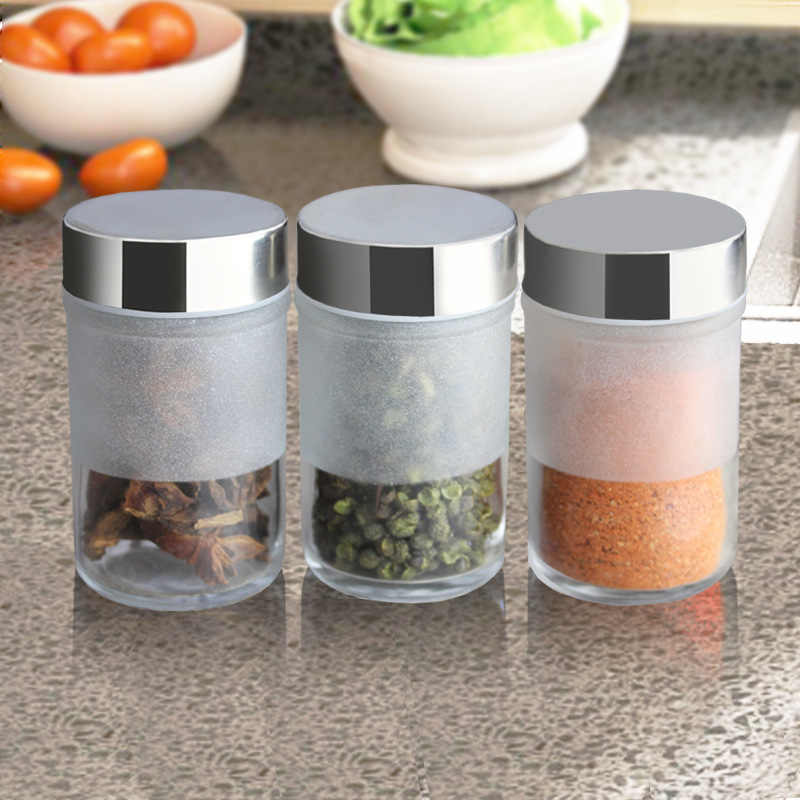 Glass Condiment Bottle Seasoning Bottle Seasoning Containers Stainless Steel Rotating Lid Kitchen Supplies Pepper Shaker Barbecue