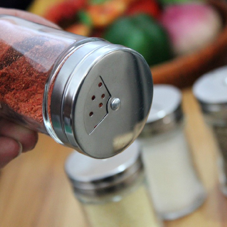 Glass Condiment Bottle Seasoning Bottle Seasoning Containers Stainless Steel Rotating Lid Kitchen Supplies Pepper Shaker Barbecue