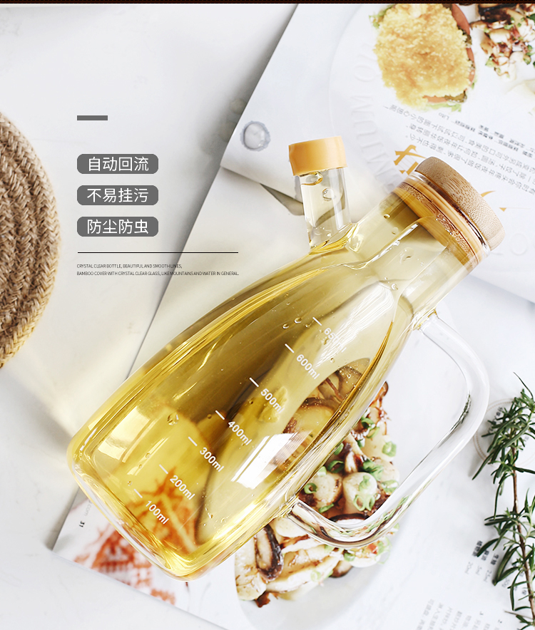 Borosilicate Heat-Resistant Glass Oiler Kitchen Supplies Seasoning Bottle Bottles for Soy Sauce and Vinegar Oil Bottle Oversized Leak-Proof Oil Bottle