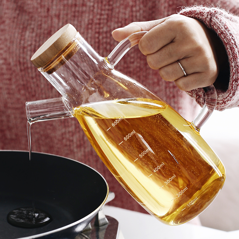 Borosilicate Heat-Resistant Glass Oiler Kitchen Supplies Seasoning Bottle Bottles for Soy Sauce and Vinegar Oil Bottle Oversized Leak-Proof Oil Bottle