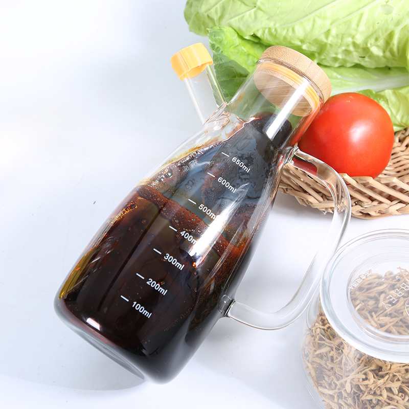Nordic Style Borosilicate Glass Oiler Kitchen with Scale Seasoning Bottle Soy Sauce Bottle Vinegar Bottle Leak-Proof Oil Dispensing Bottle