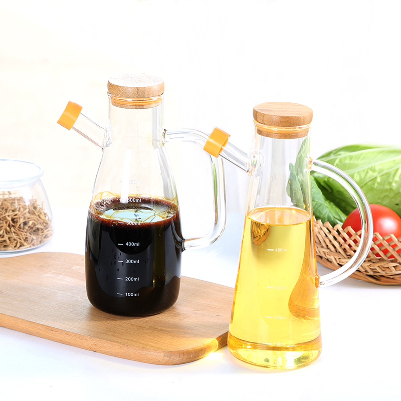 Nordic Style Borosilicate Glass Oiler Kitchen with Scale Seasoning Bottle Soy Sauce Bottle Vinegar Bottle Leak-Proof Oil Dispensing Bottle