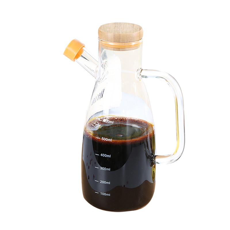 Nordic Style Borosilicate Glass Oiler Kitchen with Scale Seasoning Bottle Soy Sauce Bottle Vinegar Bottle Leak-Proof Oil Dispensing Bottle