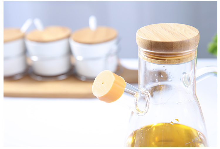 Nordic Style Borosilicate Glass Oiler Kitchen with Scale Seasoning Bottle Soy Sauce Bottle Vinegar Bottle Leak-Proof Oil Dispensing Bottle