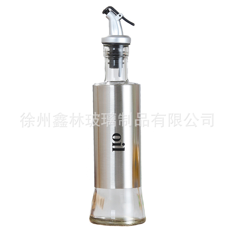 Creative household kitchen leak-proof glass oil pot 500ml stainless steel oil bottle seasoning bottle seasoning bottle