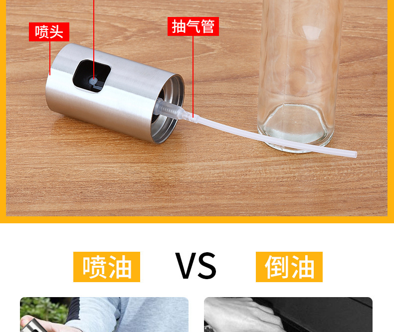 Hot style press spray bottle ABS glass barbecue soy sauce vinegar spray bottle household seasoning bottle manufacturers