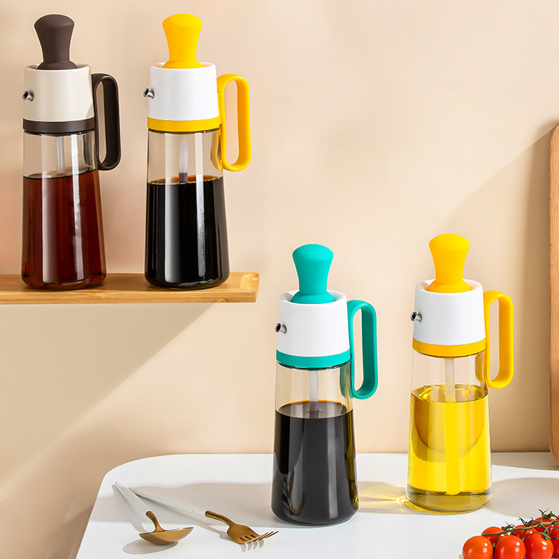 Pea Brush Pouring Integrated Glass Oiler Glass Oiler Glass Condiment Bottle Kitchen Supplies Seasoning Bottle Oil Bottle Soy Sauce Bottle