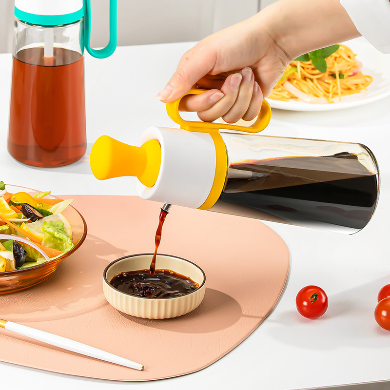 Pea Brush Pouring Integrated Glass Oiler Glass Oiler Glass Condiment Bottle Kitchen Supplies Seasoning Bottle Oil Bottle Soy Sauce Bottle