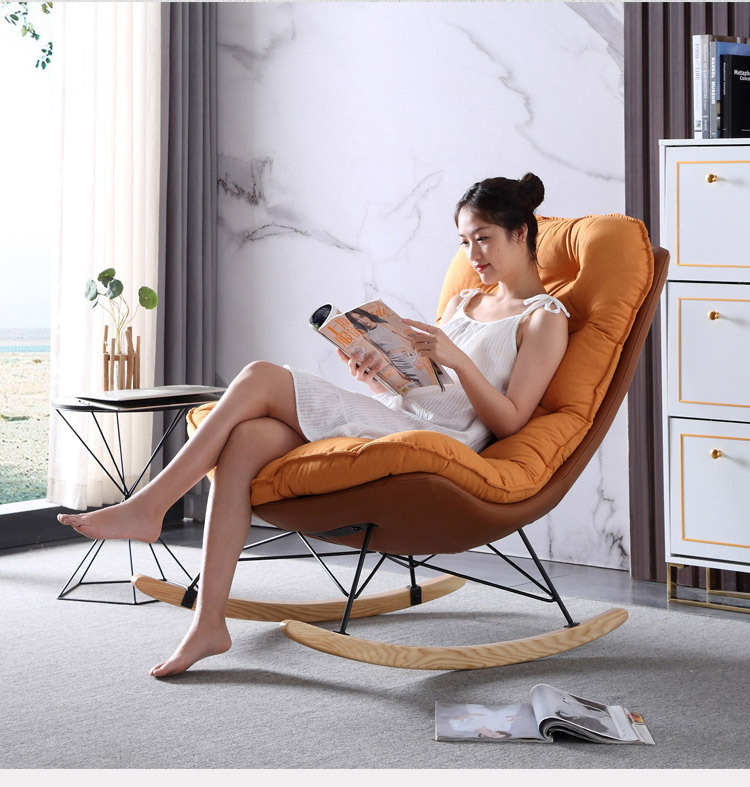 Light Luxury Rocking Chair Recliner Home Leisure Chair Nordic Living Room Houndstooth Lazy Sofa Bedroom Balcony Single Sofa