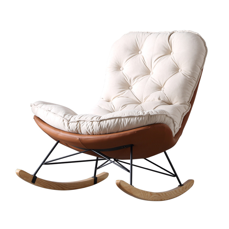 Light Luxury Rocking Chair Recliner Home Leisure Chair Nordic Living Room Houndstooth Lazy Sofa Bedroom Balcony Single Sofa