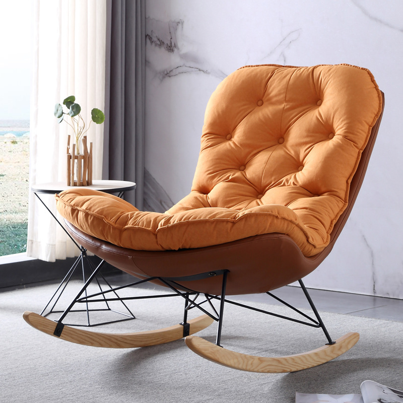 Light Luxury Rocking Chair Recliner Home Leisure Chair Nordic Living Room Houndstooth Lazy Sofa Bedroom Balcony Single Sofa
