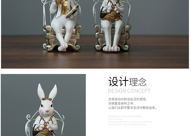 Nordic resin home decorative arts and crafts decoration, lovely rabbit display a gift of zakka garden decorative wine cabinet Nordic resin home decorative arts and crafts decoration, lovely rabbit display a gift of zakka garden decorative wine cabinet